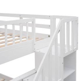 Full-Over-Full Bunk Bed with Staircase and Guard Rail 28 Stairway Full-over-full Bunk Bed With Storage And Guard Rail