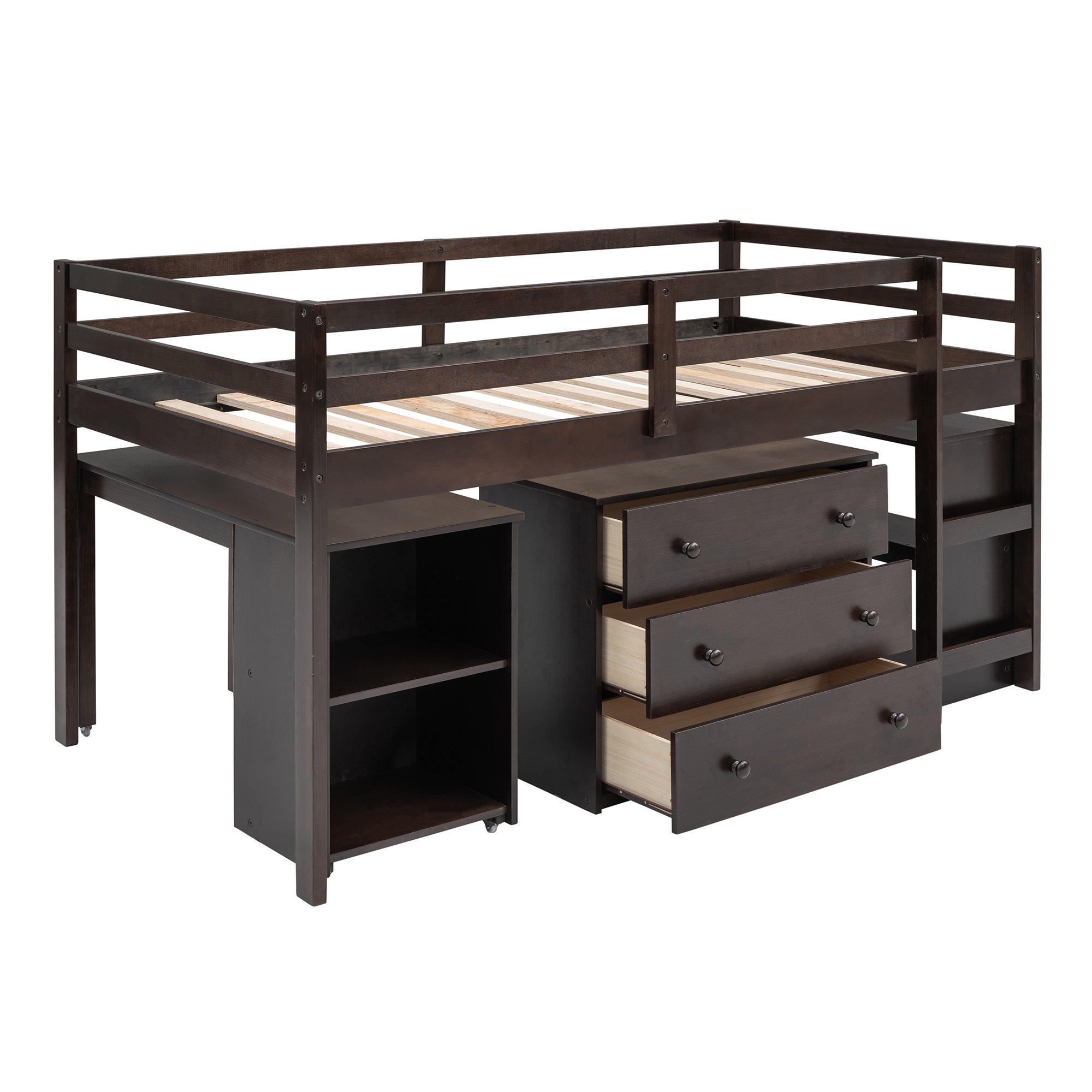 Study Low Twin Loft Bed With Cabinet And Rolling Portable Desk 16 Study Low Twin Loft Bed With Cabinet And Rolling Portable Desk
