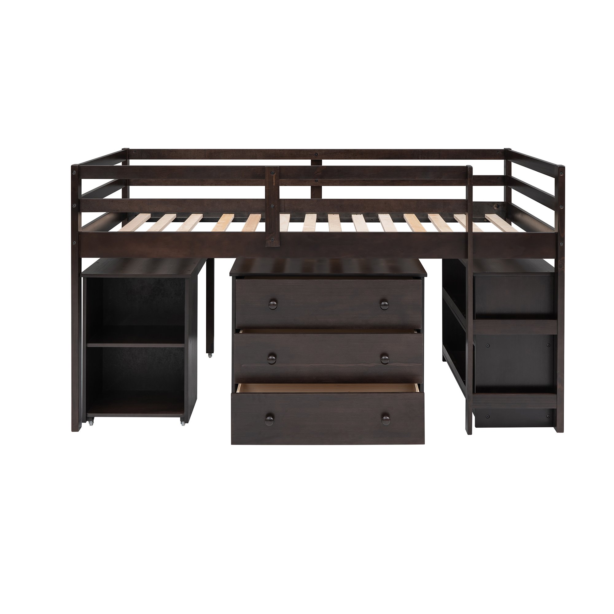 Study Low Twin Loft Bed With Cabinet And Rolling Portable Desk 6 Study Low Twin Loft Bed With Cabinet And Rolling Portable Desk