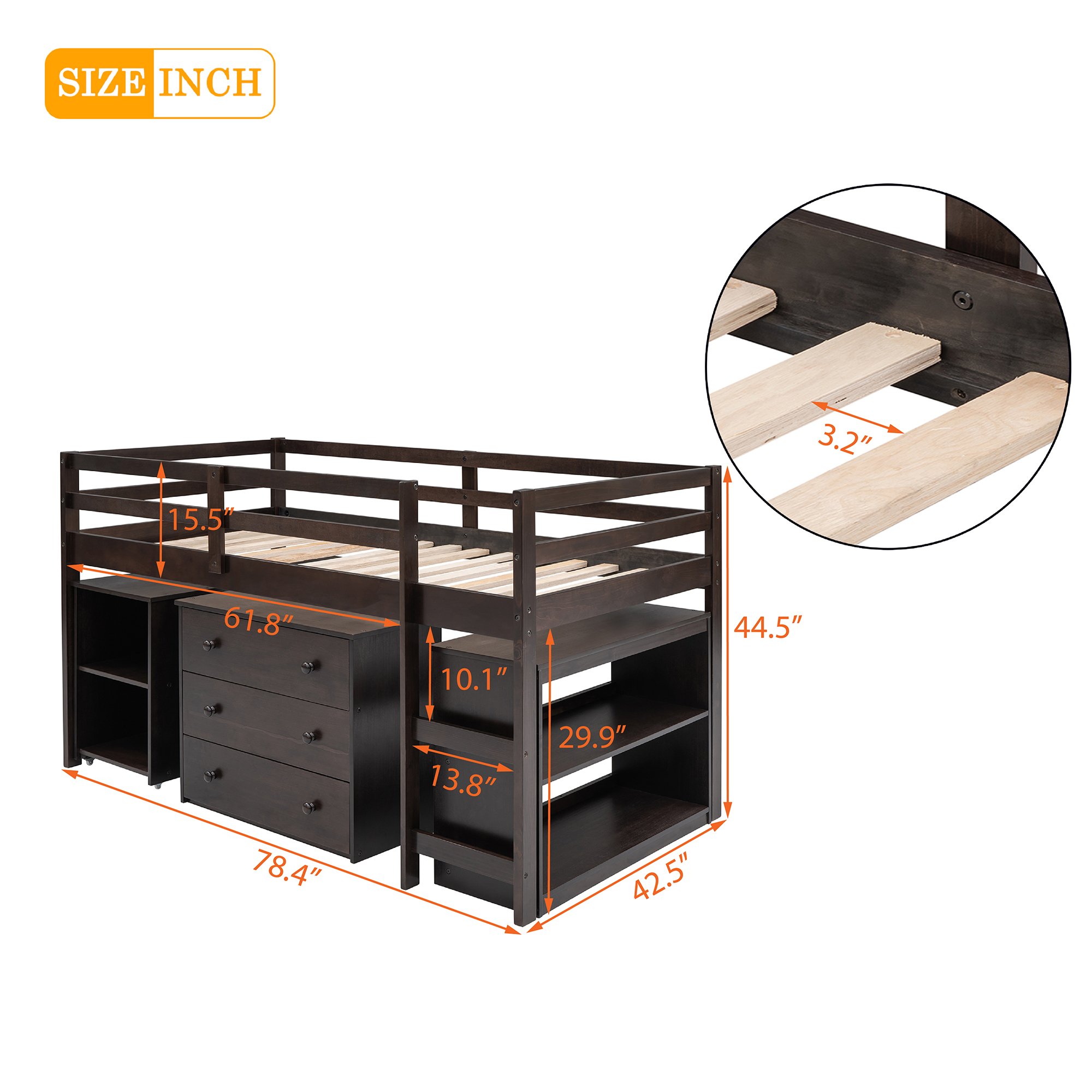 Study Low Twin Loft Bed With Cabinet And Rolling Portable Desk 10 Study Low Twin Loft Bed With Cabinet And Rolling Portable Desk