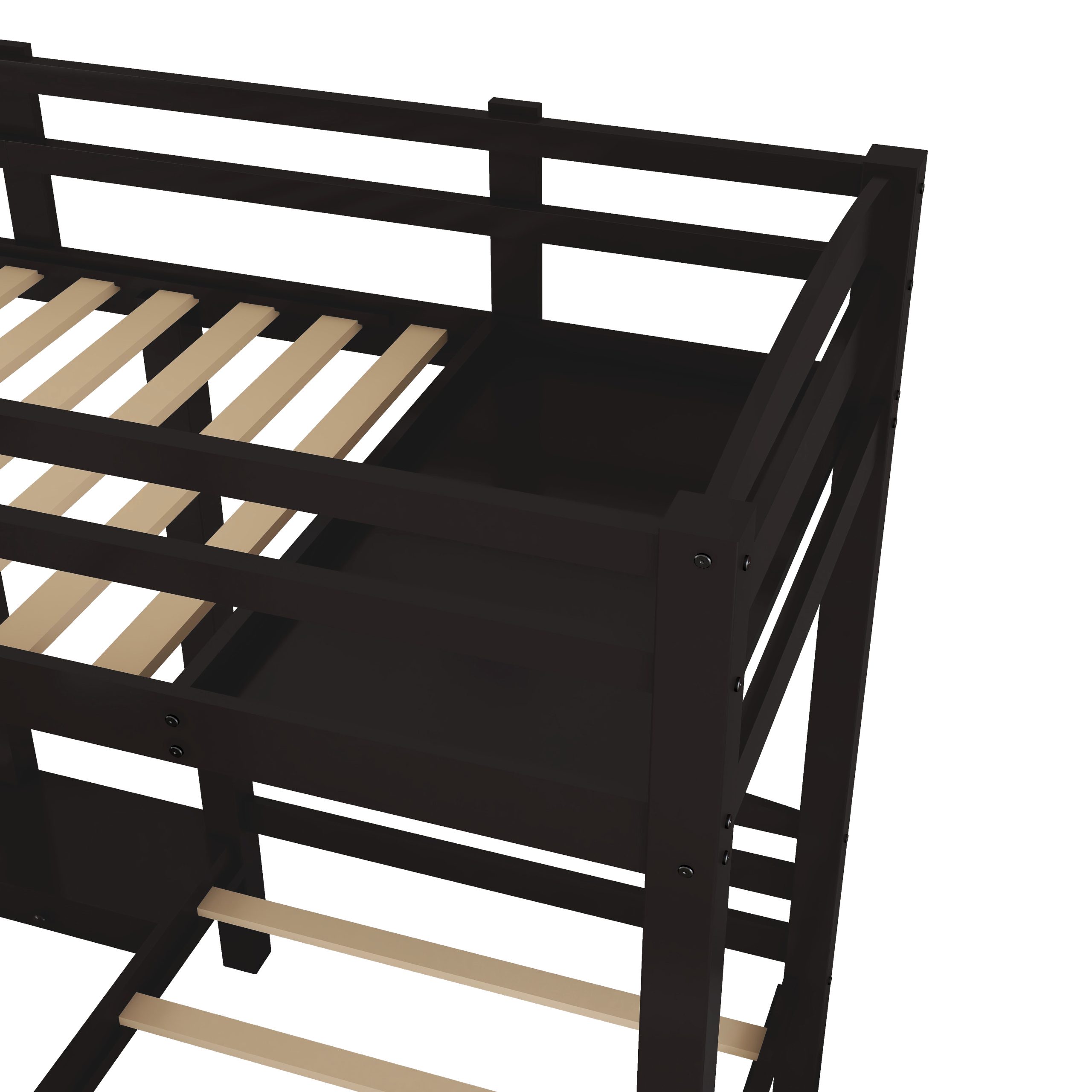 Twin over Twin & Twin Bunk Bed with Built-in Staircase and Little Drawer 9 Twin over Twin & Twin Bunk Bed with Built-in Staircase and Little Drawer