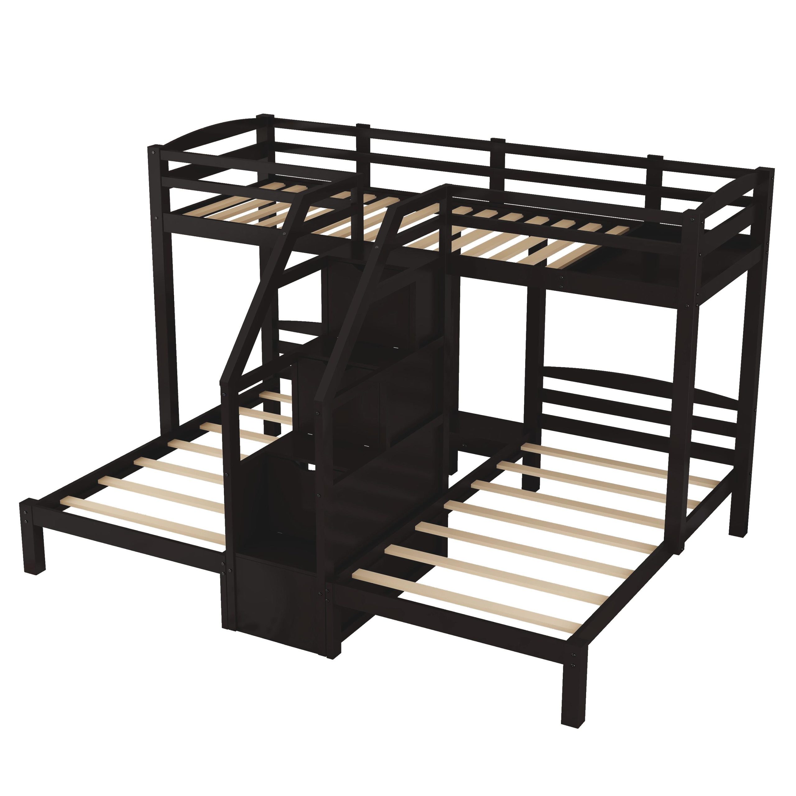 Twin over Twin & Twin Bunk Bed with Built-in Staircase and Little Drawer 12 Twin over Twin & Twin Bunk Bed with Built-in Staircase and Little Drawer
