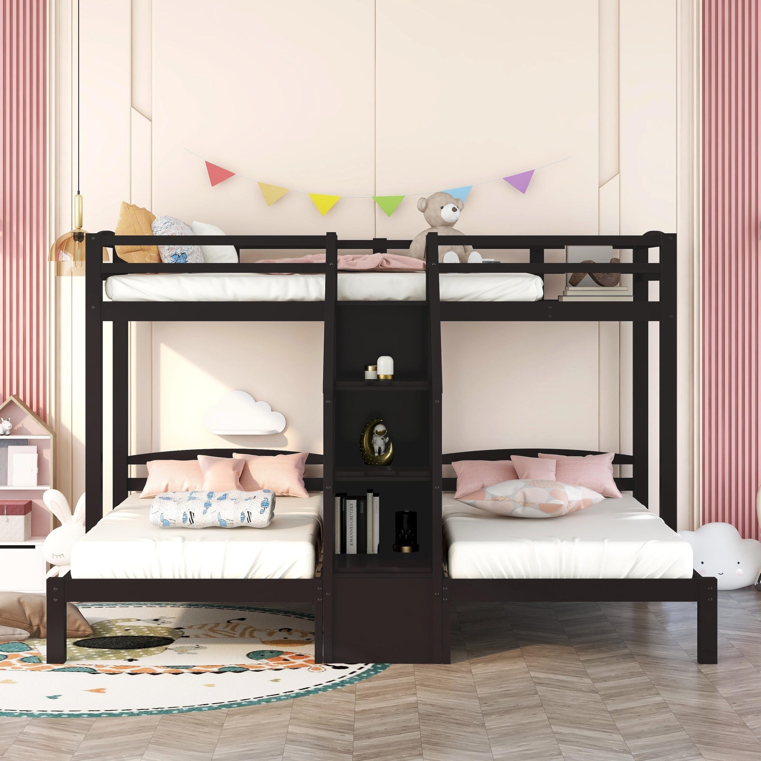 Twin over Twin & Twin Bunk Bed with Built-in Staircase and Little Drawer 5 Twin over Twin & Twin Bunk Bed with Built-in Staircase and Little Drawer