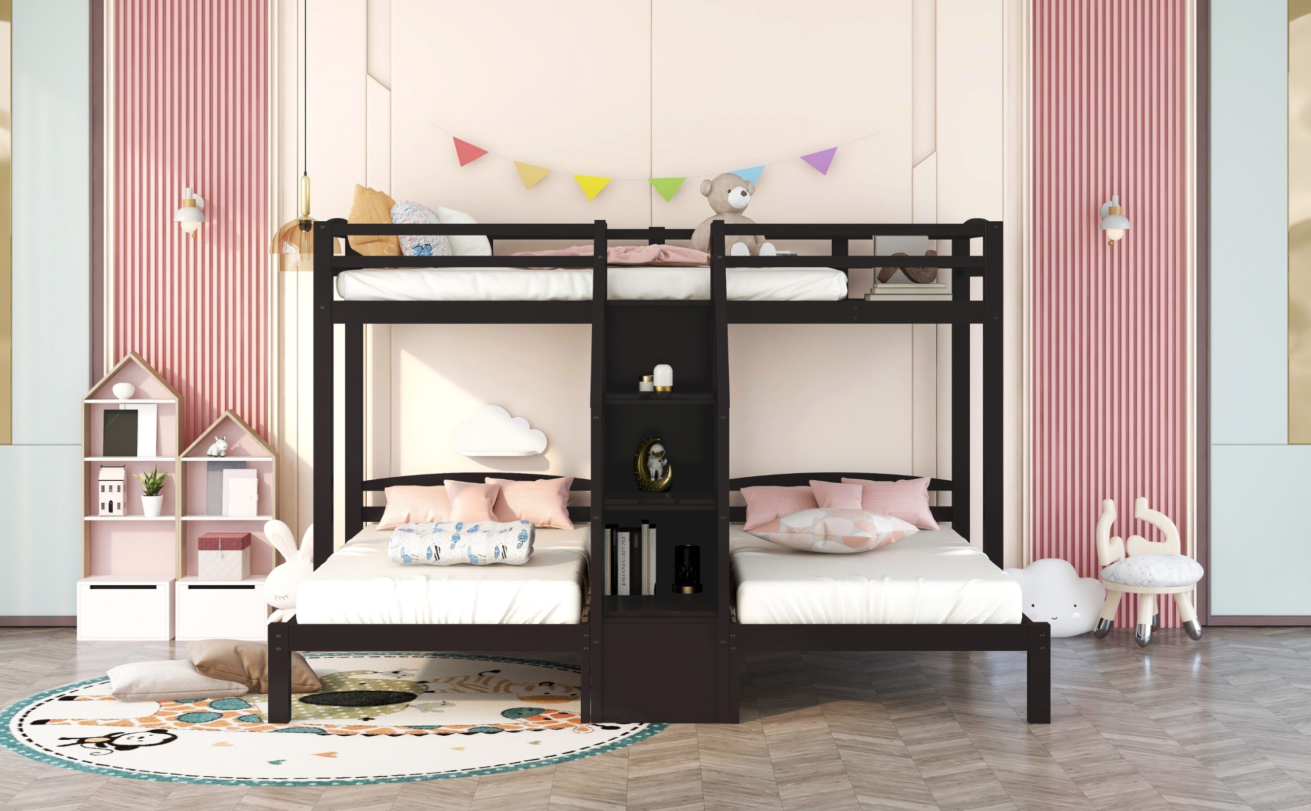 Twin over Twin & Twin Bunk Bed with Built-in Staircase and Little Drawer 7 Twin over Twin & Twin Bunk Bed with Built-in Staircase and Little Drawer
