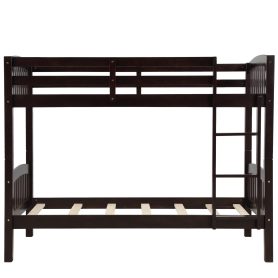 Wood Twin Over Twin Bunk Bed with Ladder