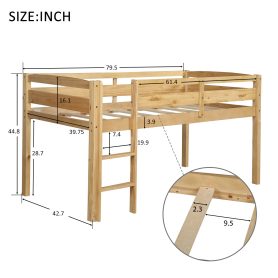 Twin Wood Low Loft Bed With Ladder