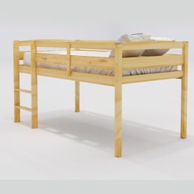 Twin Wood Low Loft Bed With Ladder
