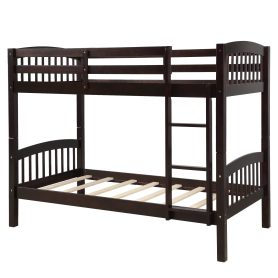 Wood Twin Over Twin Bunk Bed with Ladder