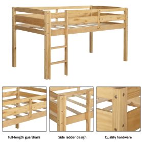 Twin Wood Low Loft Bed With Ladder