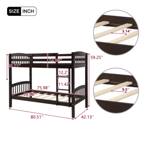 Wood Twin Over Twin Bunk Bed with Ladder