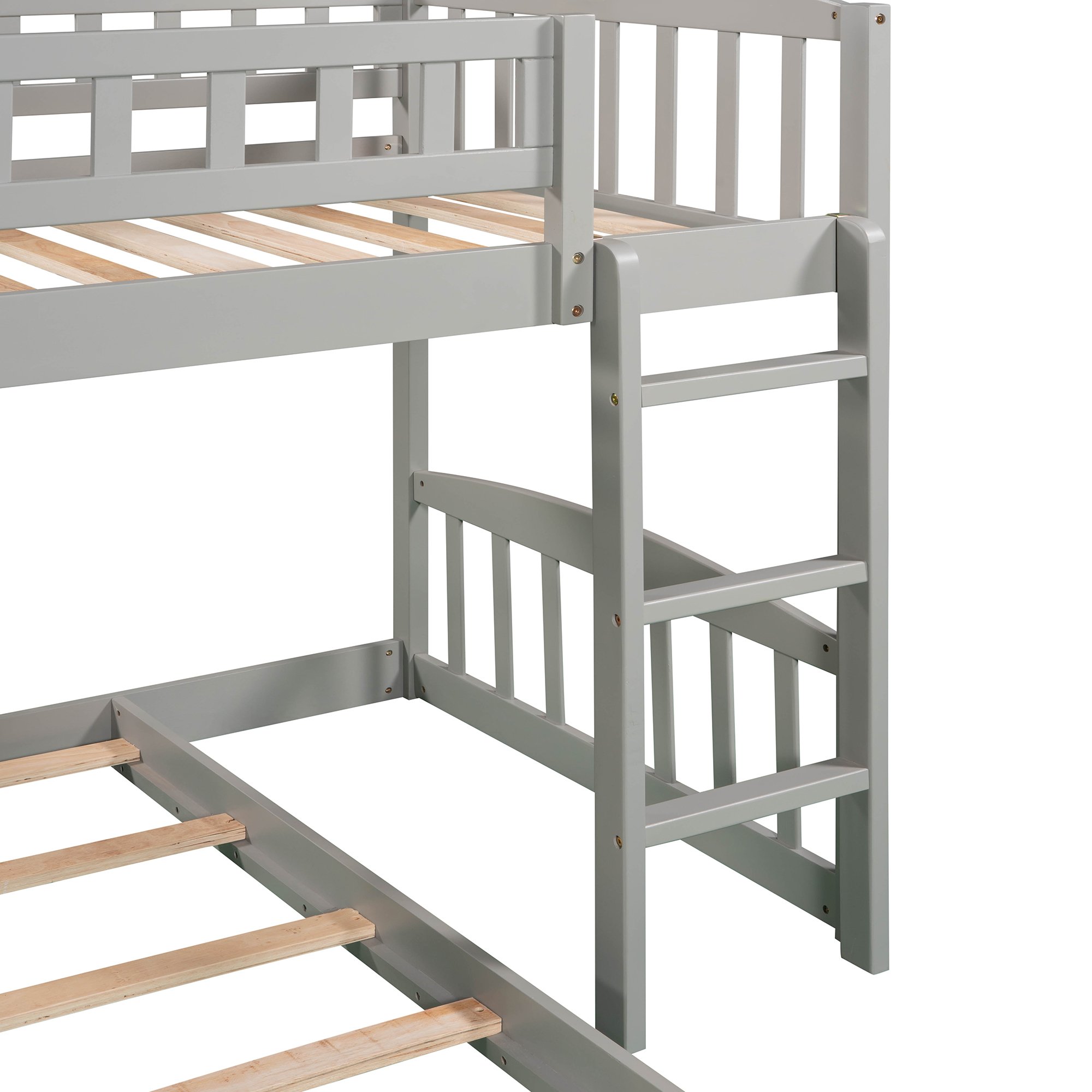 Twin Over Twin Bunk Bed With Two Drawers, Slide and Staircase 13 Twin Over Twin Bunk Bed With Two Drawers, Slide and Staircase