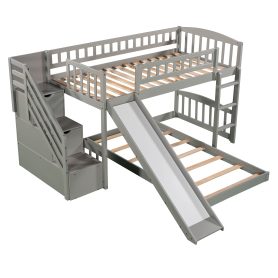 Twin Over Twin Bunk Bed With Two Drawers, Slide and Staircase 21 Twin Over Twin Bunk Bed With Two Drawers, Slide and Staircase