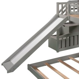 Twin Over Twin Bunk Bed With Two Drawers, Slide and Staircase 33 Twin Over Twin Bunk Bed With Two Drawers, Slide and Staircase