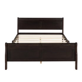 Queen Size Wood Platform Bed With Headboard And Wooden Slat Support