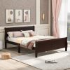 Full Size Wood Platform Bed With Headboard And Wooden Slat Support