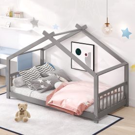 Twin Size House Wood Bed
