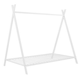 Tent Bed Frame, Twin Size Metal Play House Bed With Slat