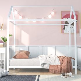 Twin Size Metal Kids Bed Frame, House Shape