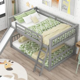 Full over Full Bunk Bed with Convertible Slide and Ladder