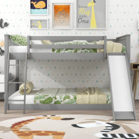 Full over Full Bunk Bed with Convertible Slide and Ladder