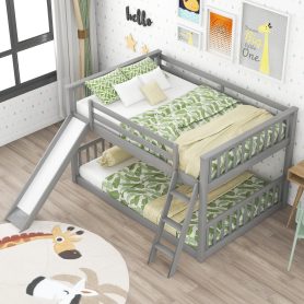Full over Full Bunk Bed with Convertible Slide and Ladder