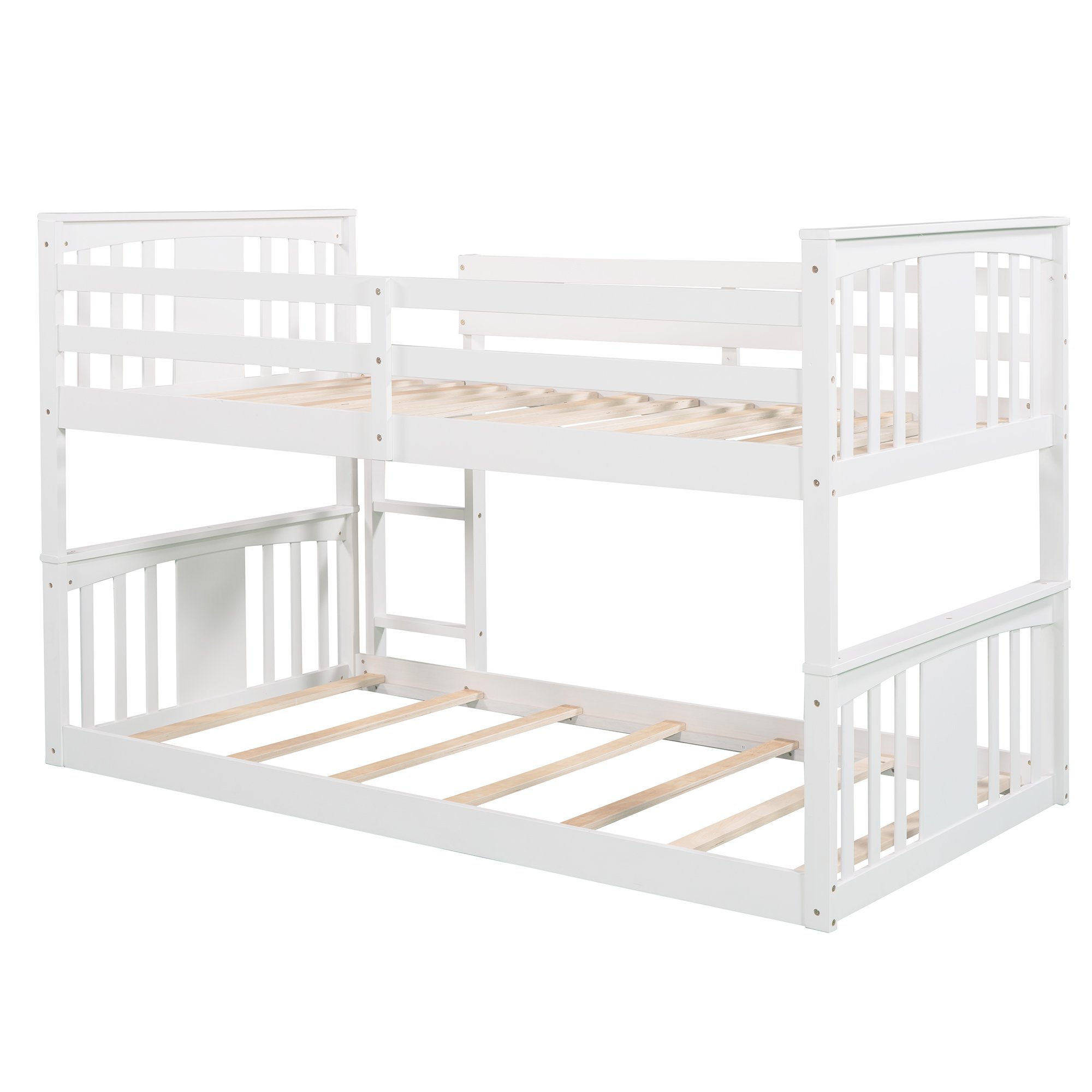 Twin Over Twin Low Bunk Bed With Ladder and Guardrail 8 Twin Over Twin Low Bunk Bed With Ladder and Guardrail