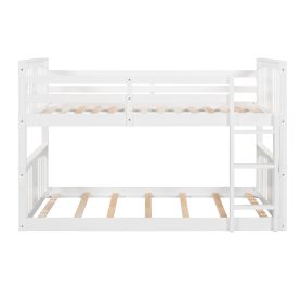 Twin Over Twin Low Bunk Bed With Ladder and Guardrail 16 Twin Over Twin Low Bunk Bed With Ladder and Guardrail