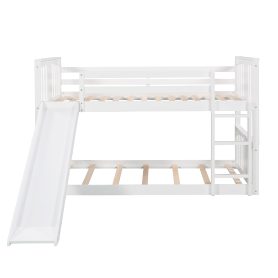 Twin Over Twin Low Bunk Bed With Slide & Ladder