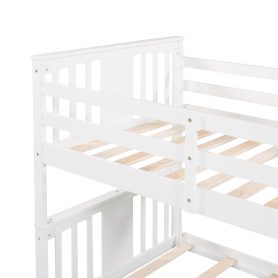 Twin Over Twin Low Bunk Bed With Ladder and Guardrail 23 Twin Over Twin Low Bunk Bed With Ladder and Guardrail