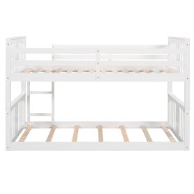 Twin Over Twin Low Bunk Bed With Ladder and Guardrail 20 Twin Over Twin Low Bunk Bed With Ladder and Guardrail