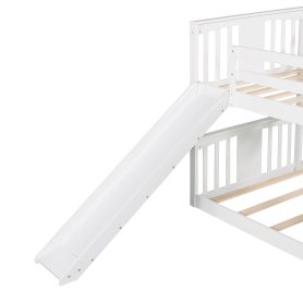 Twin Over Twin Low Bunk Bed With Slide & Ladder