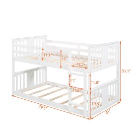 Twin Over Twin Low Bunk Bed With Ladder and Guardrail 22 Twin Over Twin Low Bunk Bed With Ladder and Guardrail