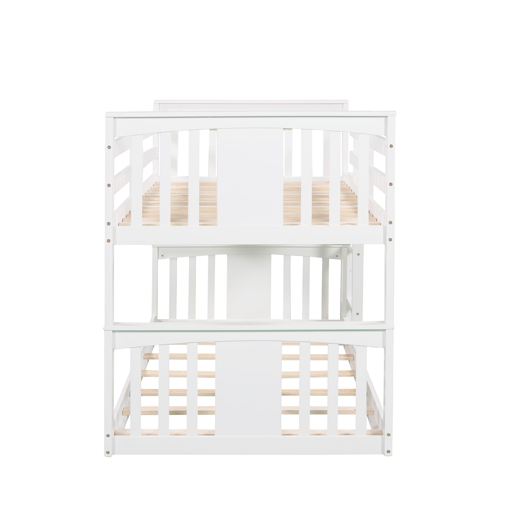 Twin Over Twin Low Bunk Bed With Ladder and Guardrail 10 Twin Over Twin Low Bunk Bed With Ladder and Guardrail