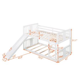 Twin Over Twin Low Bunk Bed With Slide & Ladder
