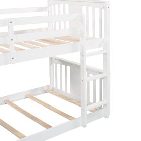 Twin Over Twin Low Bunk Bed With Ladder and Guardrail 24 Twin Over Twin Low Bunk Bed With Ladder and Guardrail