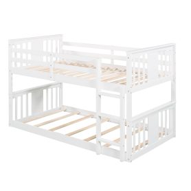 Twin Over Twin Low Bunk Bed With Ladder and Guardrail 17 Twin Over Twin Low Bunk Bed With Ladder and Guardrail