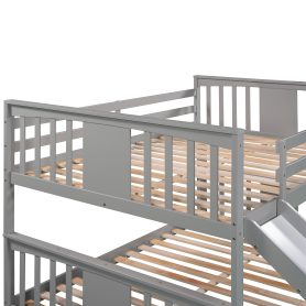 Low Full Over Full Bunk Bed with Ladder with Slide