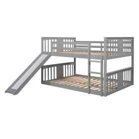Low Full Over Full Bunk Bed with Ladder with Slide