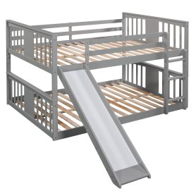 Low Full Over Full Bunk Bed with Ladder with Slide