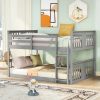 Solid Wood Low Full Over Full Bunk Bed with Ladder