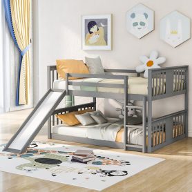 Low Full Over Full Bunk Bed with Ladder with Slide
