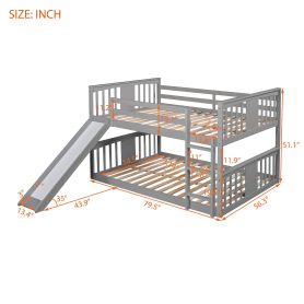 Low Full Over Full Bunk Bed with Ladder with Slide