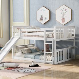 Low Full Over Full Bunk Bed with Ladder with Slide