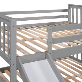 Low Full Over Full Bunk Bed with Ladder with Slide