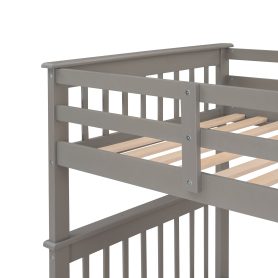Twin over Twin Bunk Bed with Staircase And Guard Rail
