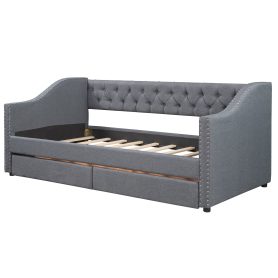 Upholstered Twin Size Daybed With Two Drawers