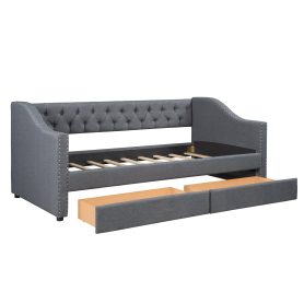 Upholstered Twin Size Daybed With Two Drawers