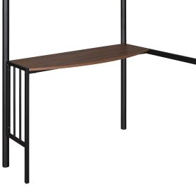 Twin Over Full Metal Bunk Bed With Desk, Ladder