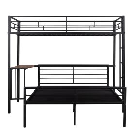 Twin Over Full Metal Bunk Bed With Desk, Ladder