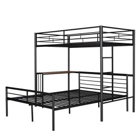 Twin Over Full Metal Bunk Bed With Desk, Ladder